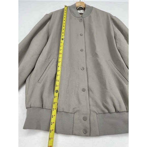 Aritzia Wilfred Womens POUSSIN BOMBER Jacket Concrete Beige Casual Lightweight - Picture 7 of 12
